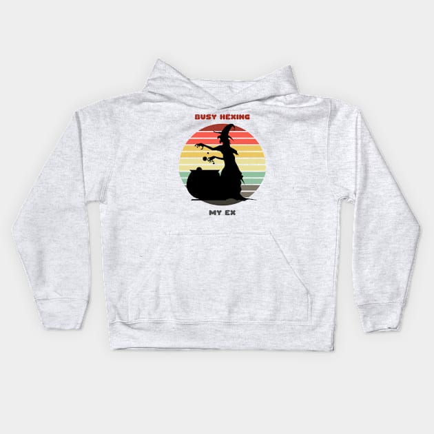 Sunset Witch / Busy Hexing My Ex Kids Hoodie by nathalieaynie